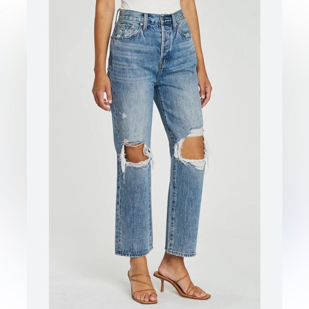 Pistola Cassie Super HighRise Straight Crop Blossom Distressed Women Jeans sz 25